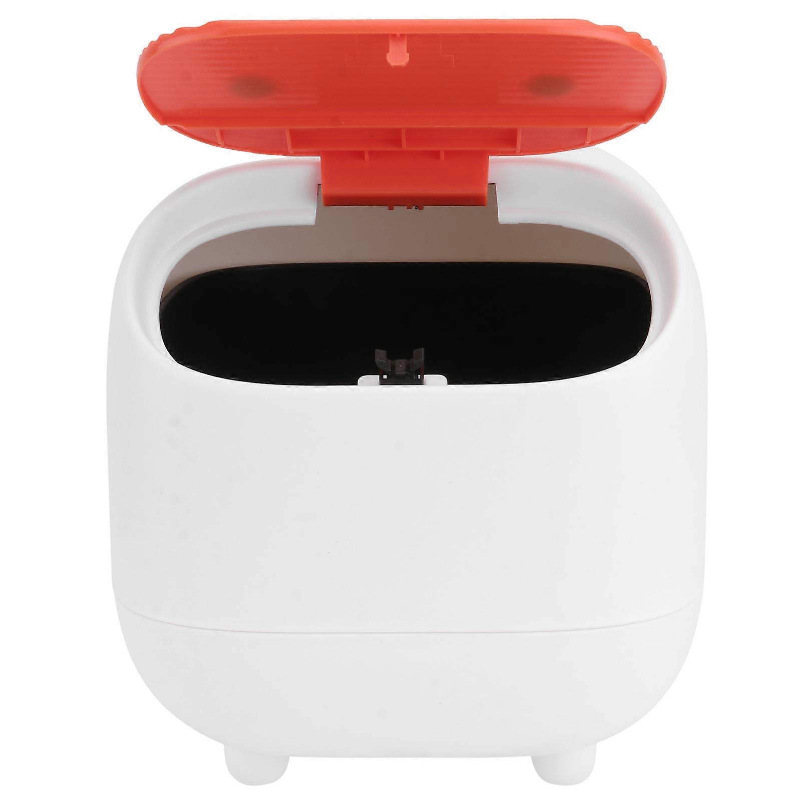 Pressing Type Mini Trash Can for Home Use 2Pcs White Desktop Wastepaper Basket