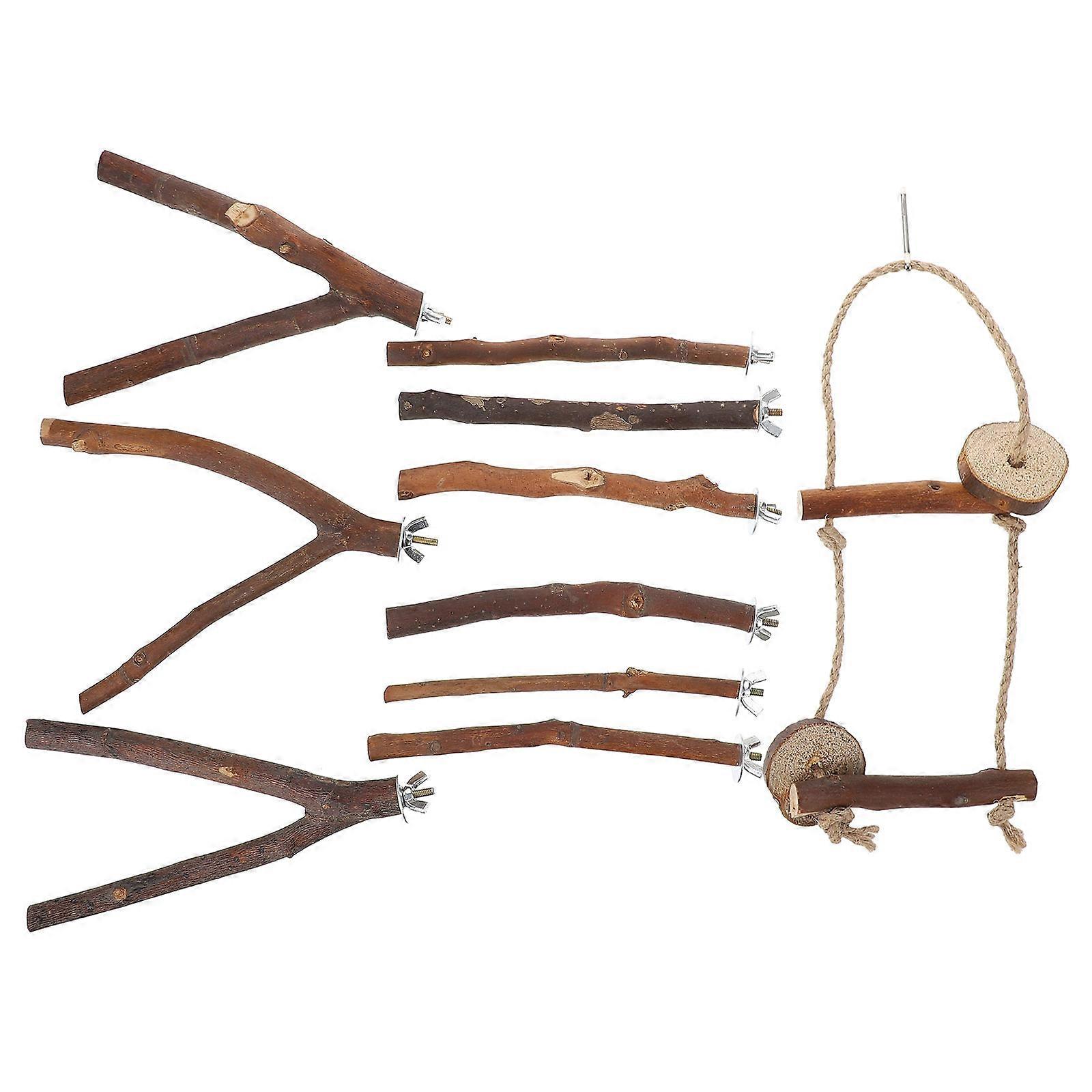 Bird Toy Parrot Perch Stand Pole Wood for Exercise and Climbing 20Pcs