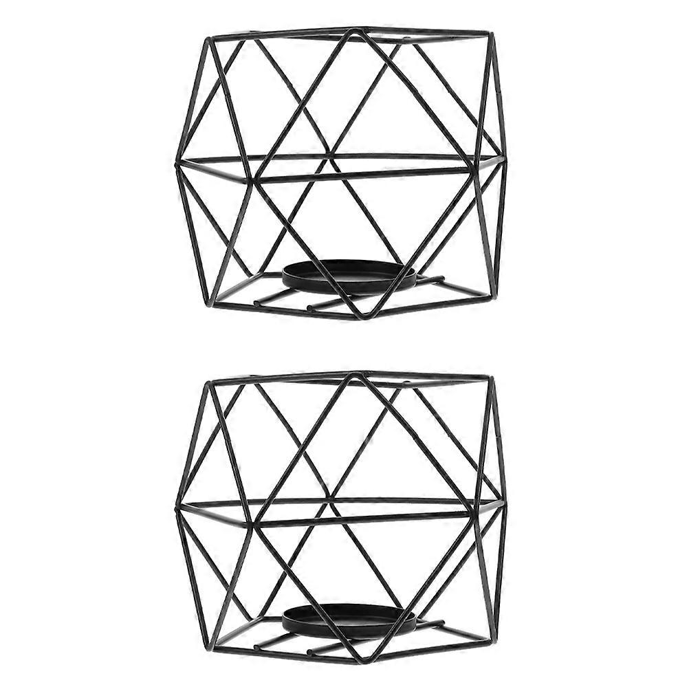 Geometric Candle Stand Candle Holders for Decor 8Pcs Black Set