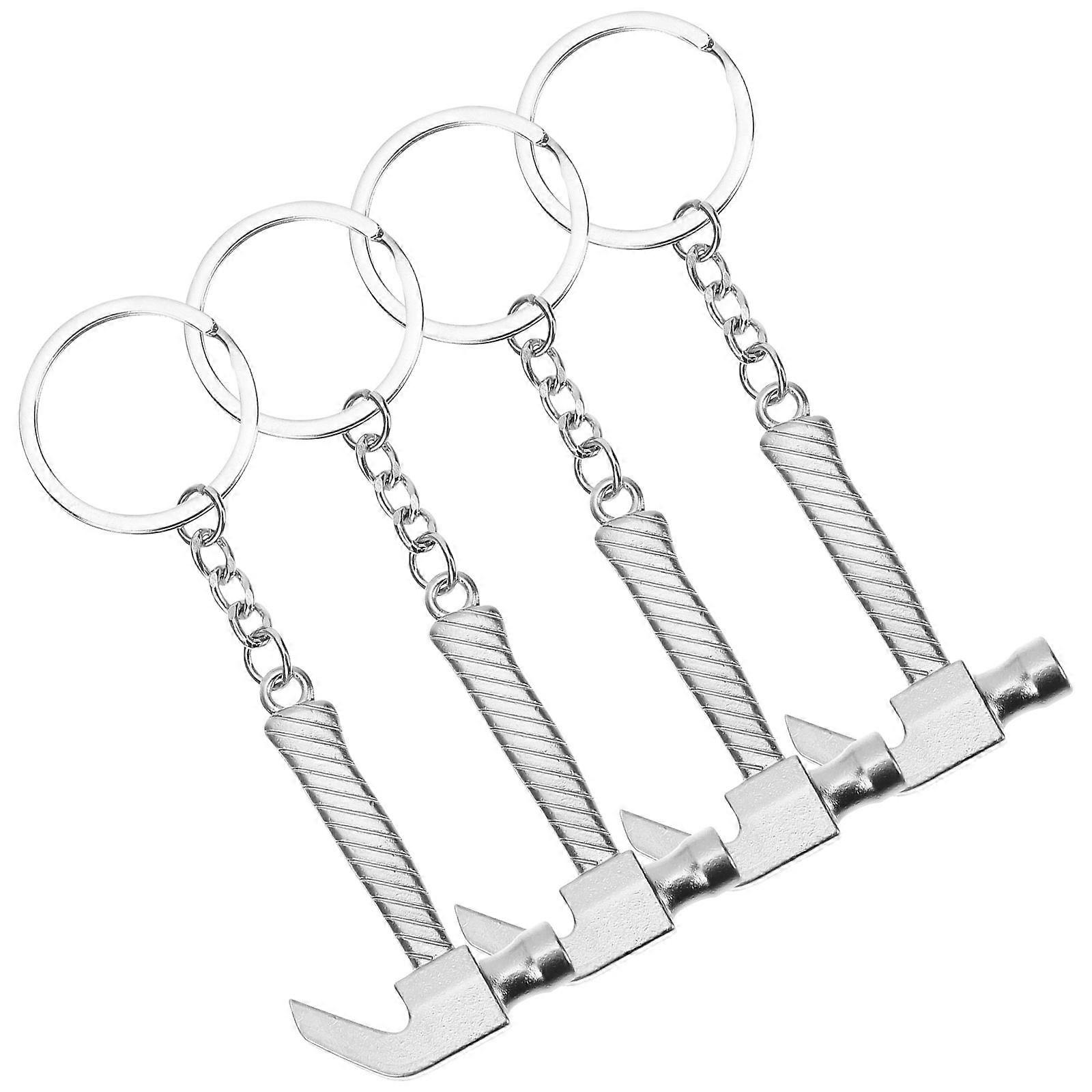 16Pcs Hammer Keychain for Key Hanging with Silver Key Holder Ring