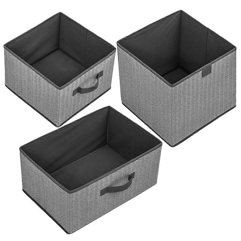 Grey Fabric Clothes Organizer Box for Storage 3Pcs Collapsible Wardrobe Storage Bins