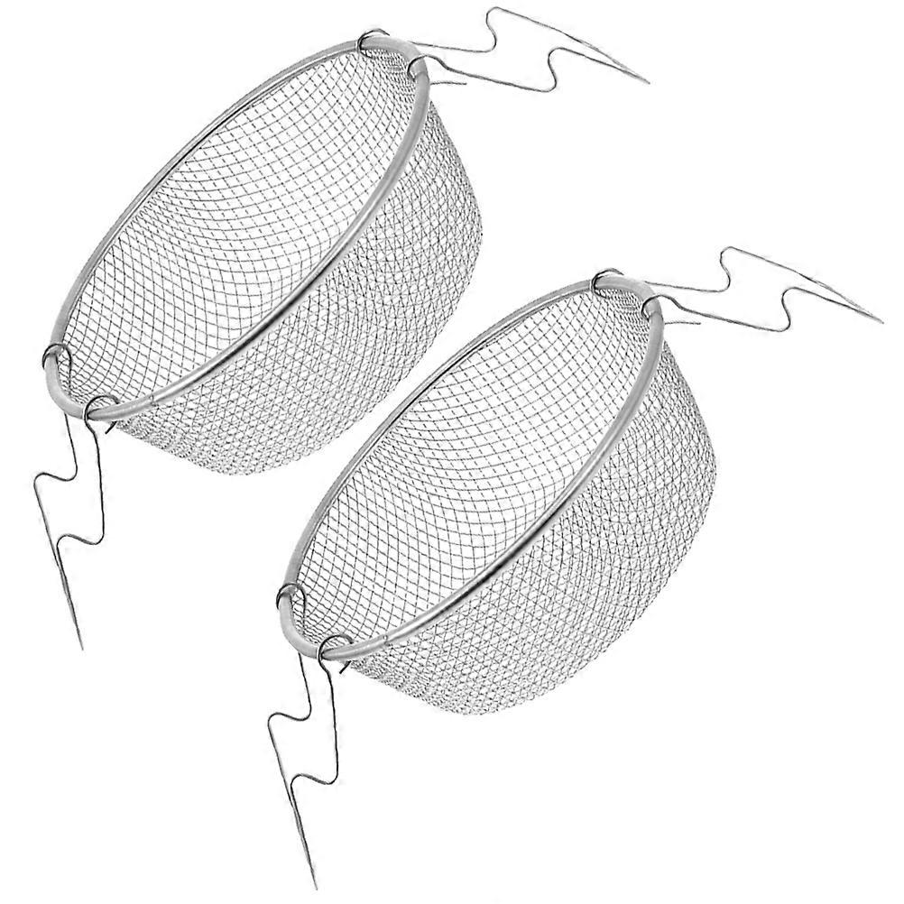 Round Frying Basket Made Of Stainless Steel Ideal For Professional Chefs And Home Users 22X10CM With Ergonomic Handle 4Pcs
