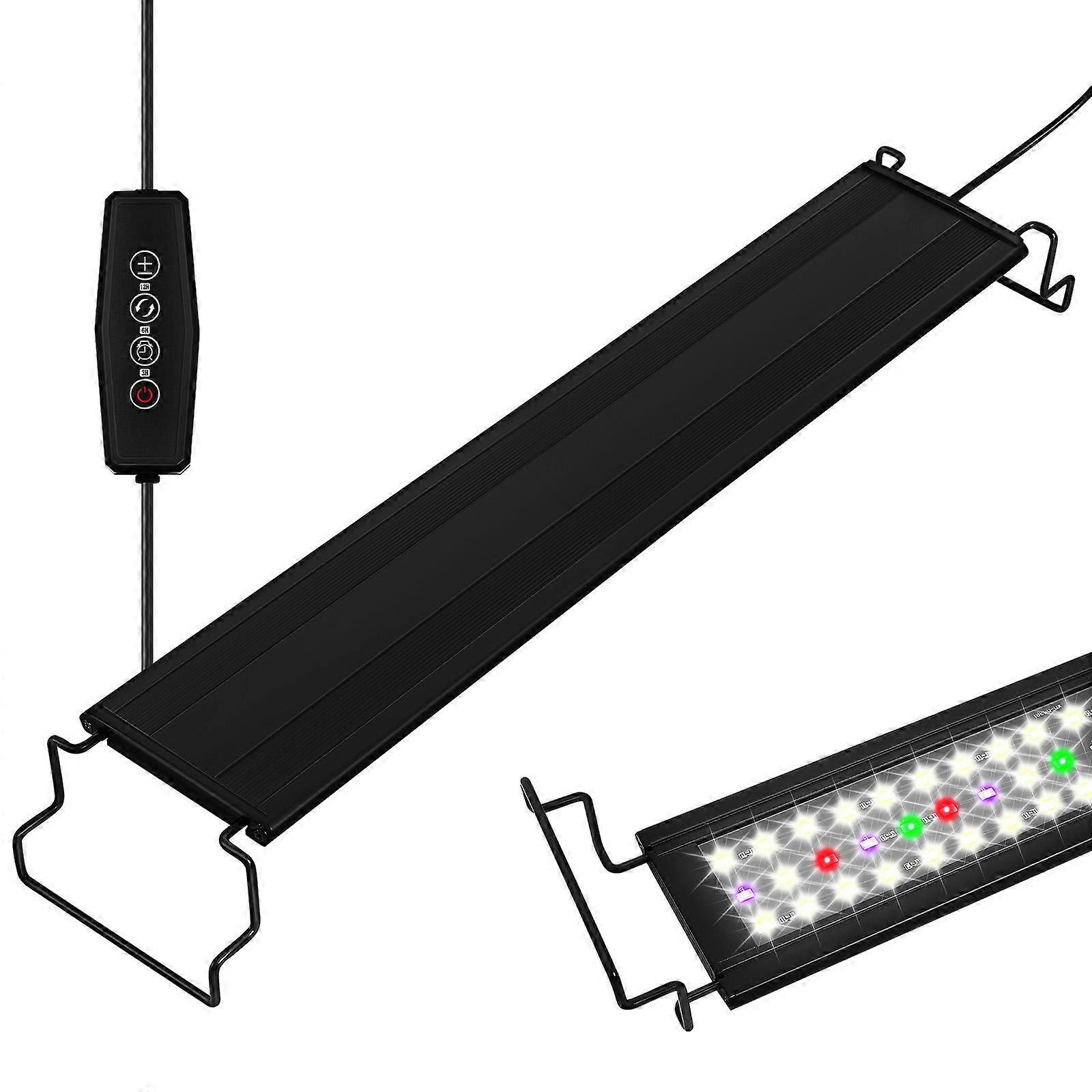 Fish Tank Lights Aquarium Light Full Plants Growth Aluminum Alloy Black with Timer Function 1Set