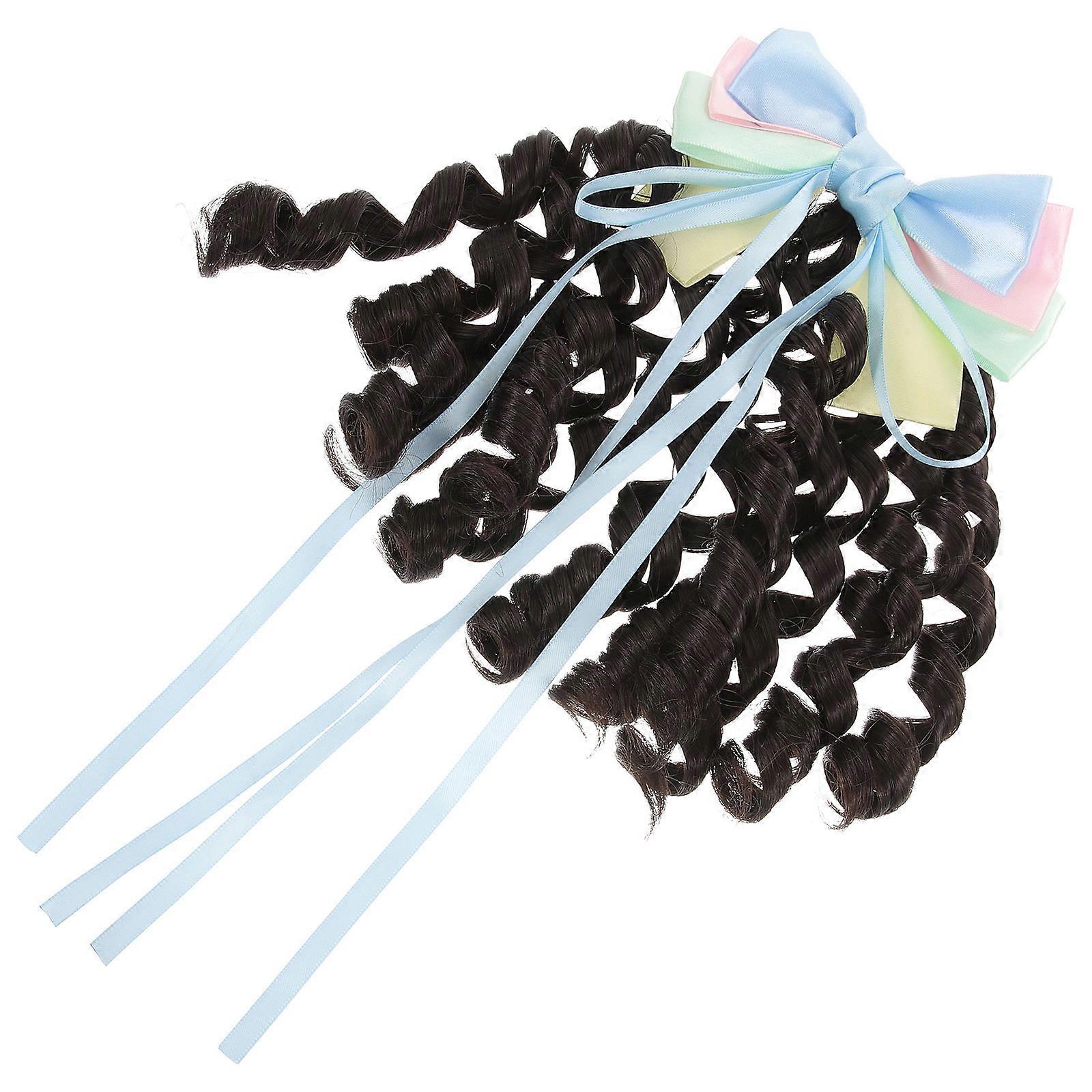 Curly Wig Bow Long Curly Wavy Wig for Dancing Party Hair Accessory