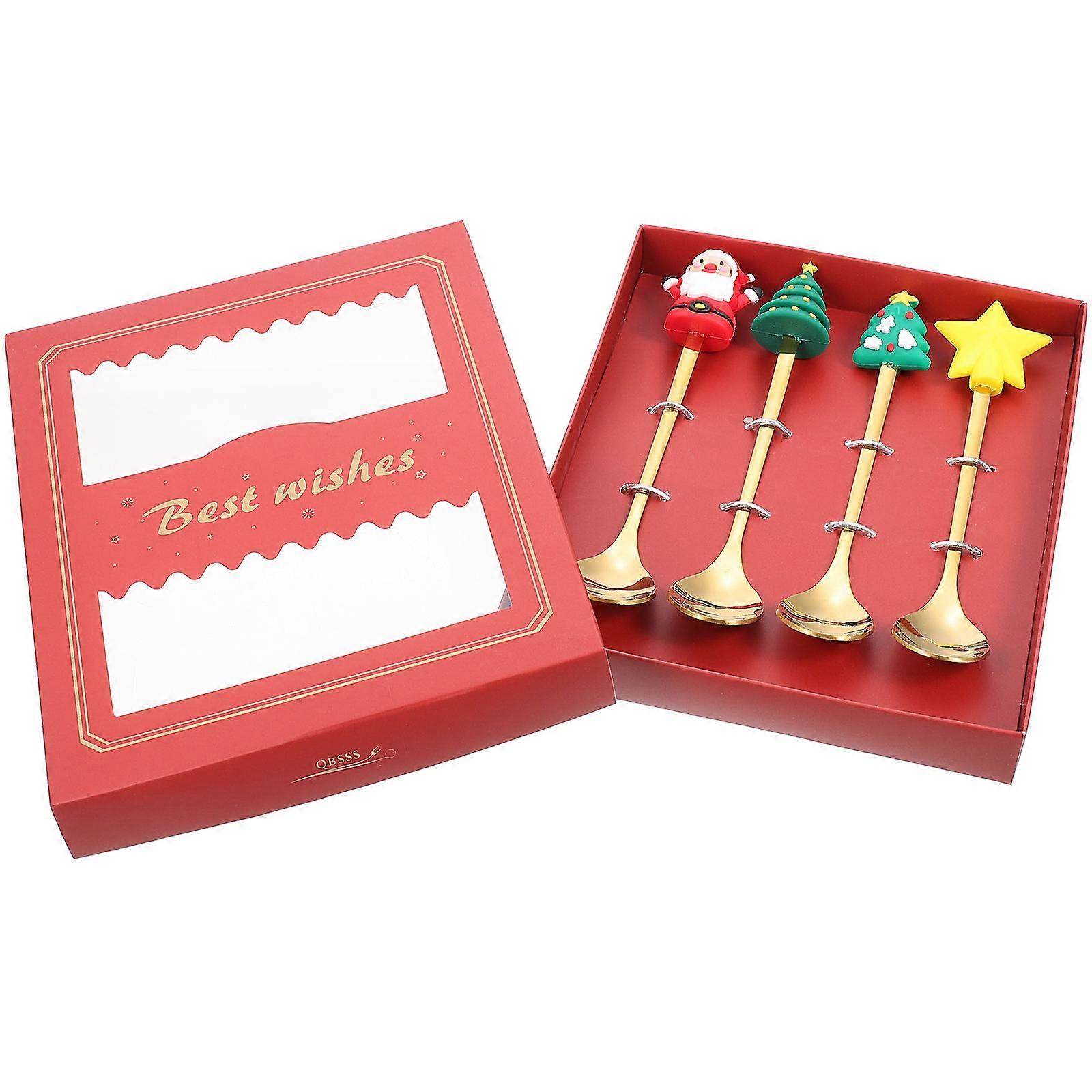 Decorative Stainless Steel Spoons With Cartoon Design Ideal For Christmas Gathering And Home Use 3 Sets