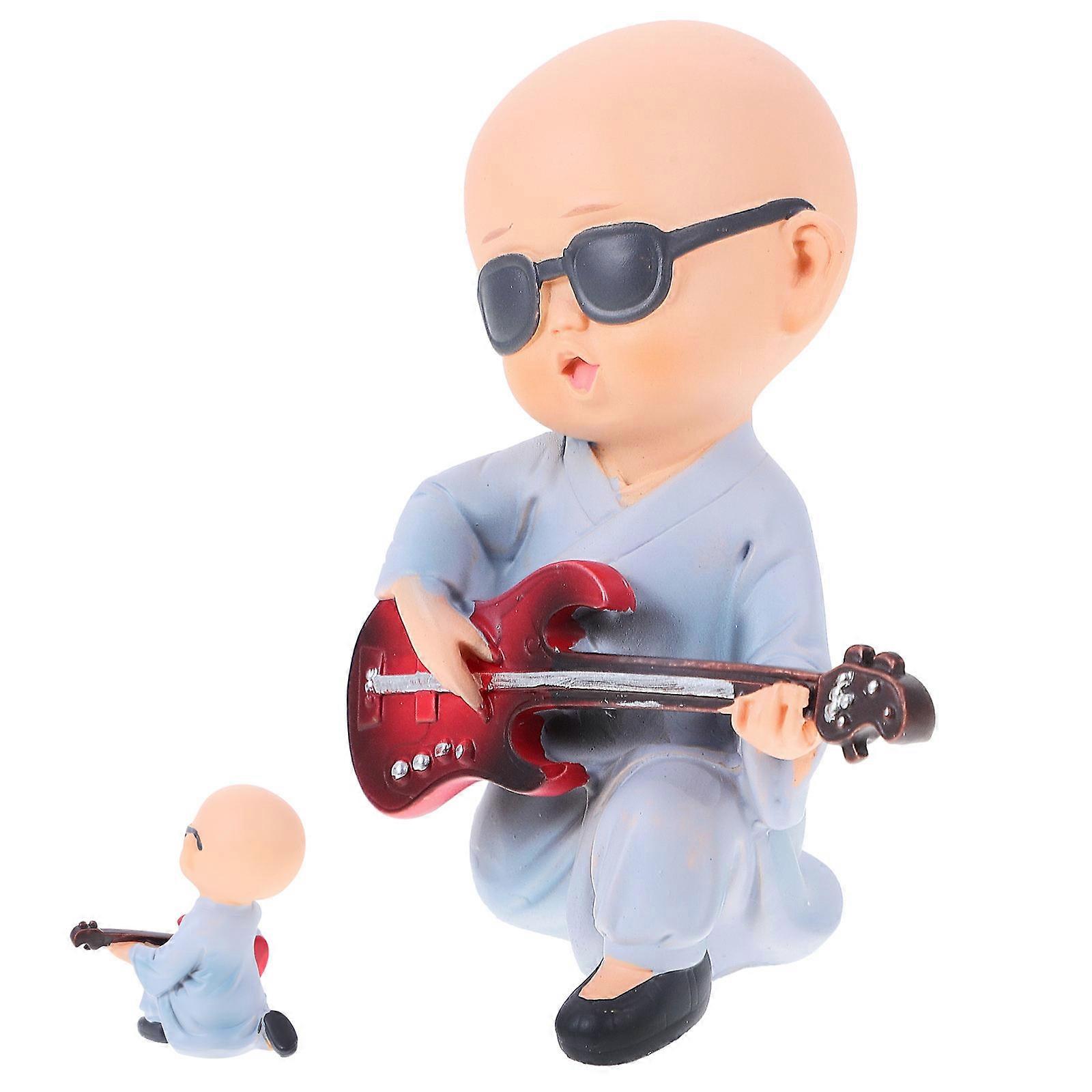 Resin Monk Statue Desktop Monk Ornament for Storage 4Pcs Set
