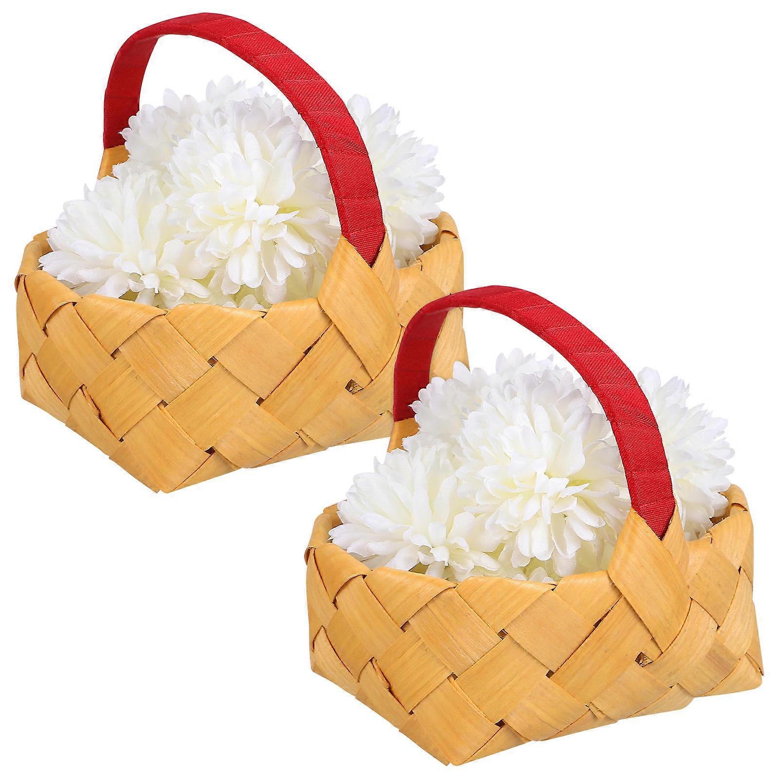 Wooden Basket Hand-Woven Basket for Storage 8Pcs with Handle Design