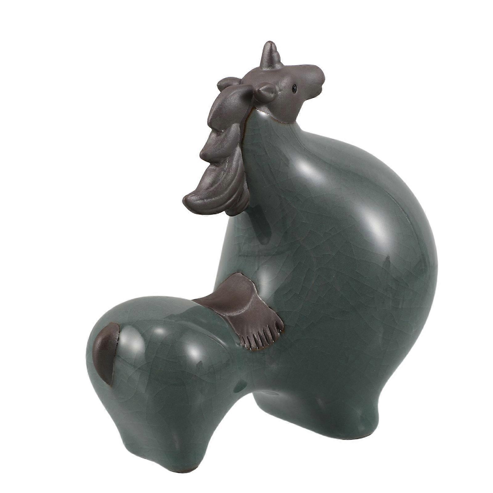 Ceramic Horse Figurine for Feng Shui Wealth 5Pcs Desk and Table Decoration