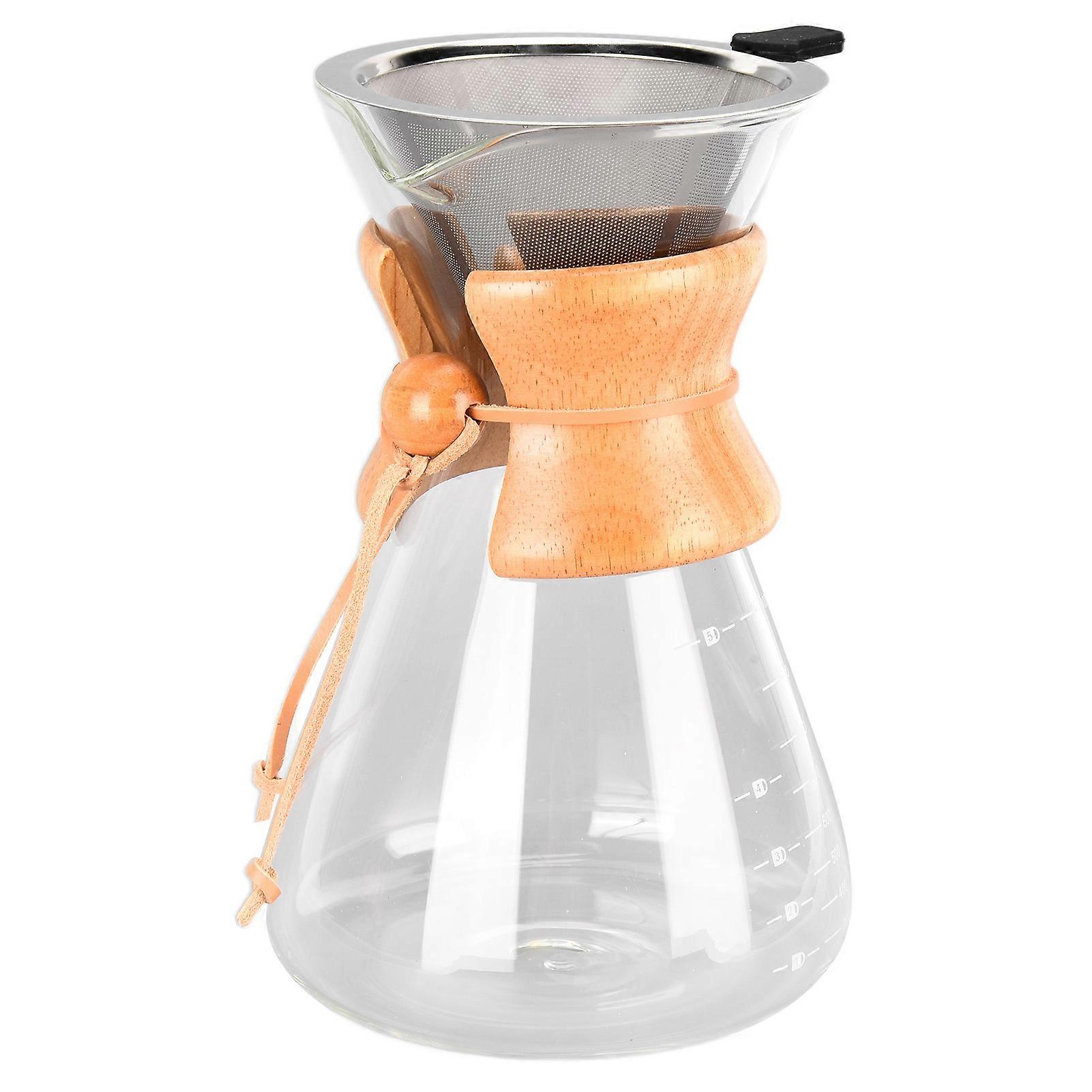 Heat Resistant 1000ml Pour Over Coffee Maker with Bamboo Funnel