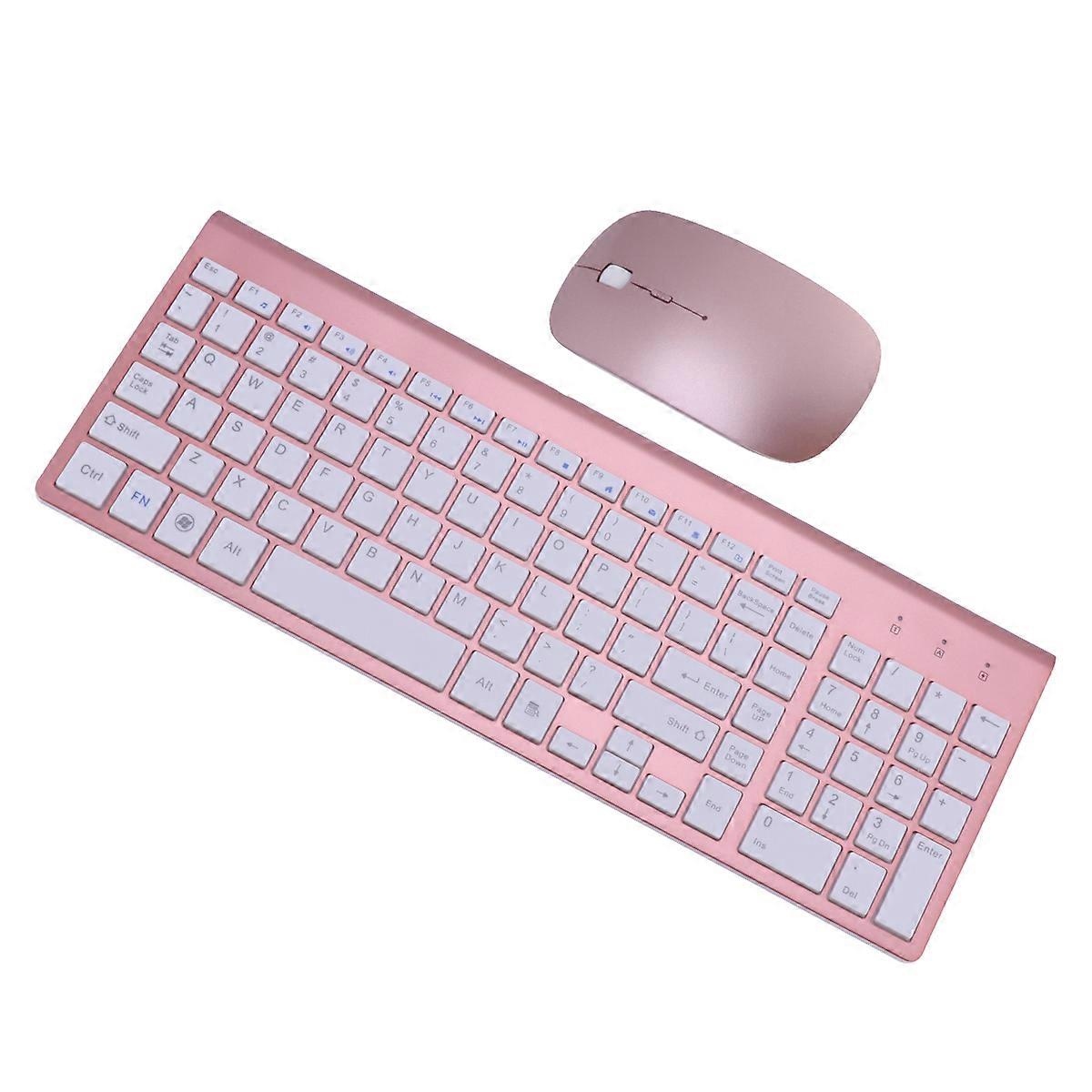 Wireless Keyboard and Mouse Combo Set for Office Rose Gold Model