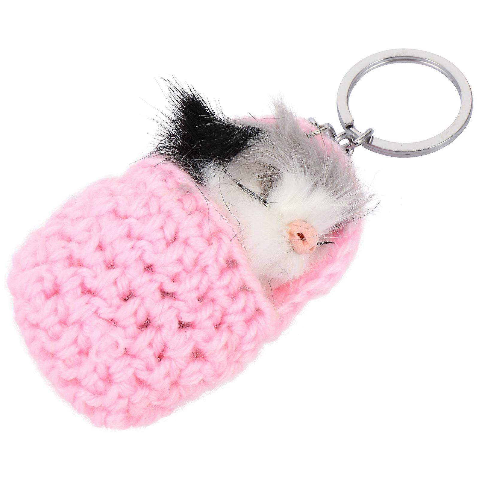 Creative Keychain Sleeping Mouse Shape Daily Use Pink 8X5X2CM Decoration 1Pc