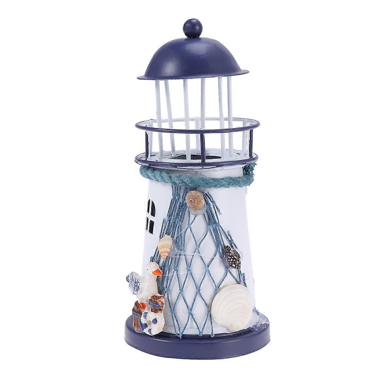 Mediterranean Style Lighthouse Decor Tealight Holder for Decoration 2Pcs