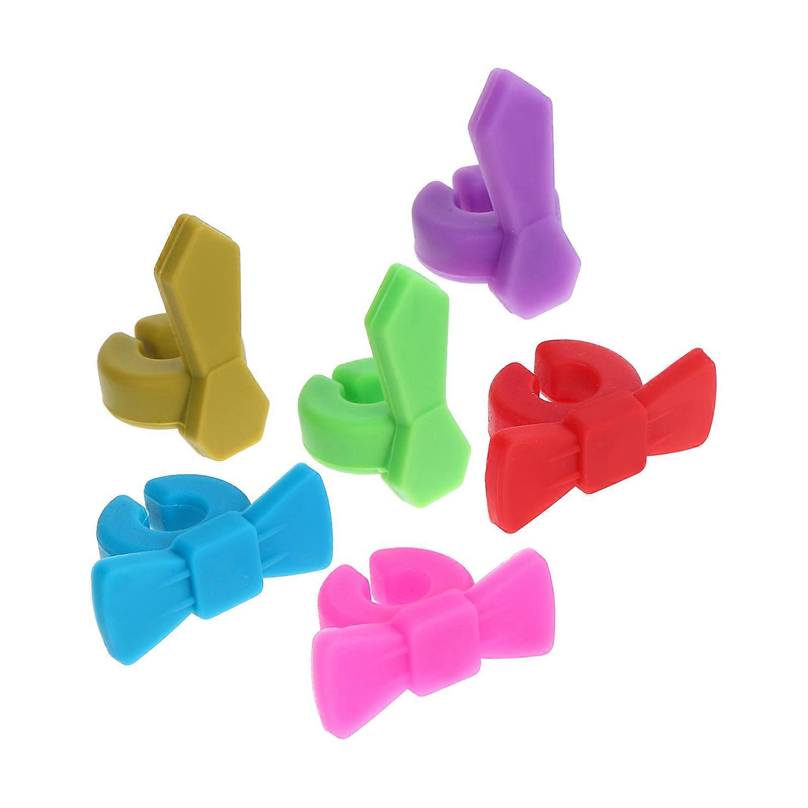 6Pcs Reusable Wine Glass Marks Bowtie And Tie Charms For Parties Assorted Color Decoration Cup Identification