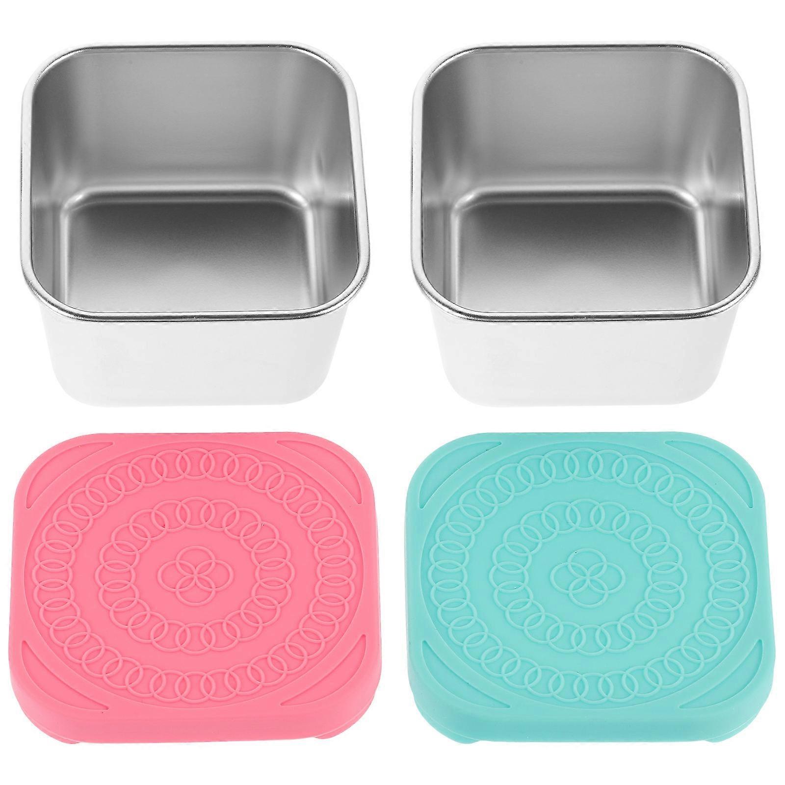 304 Stainless Steel Condiment Boxes 6 Pcs Sealing Lids Ideal For Picnics Assorted Color Dishware Freezer Safe