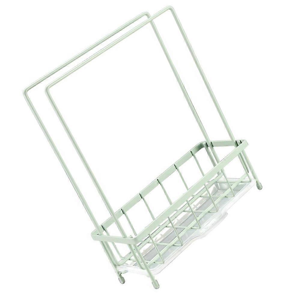 Kitchen Storage Rack Iron Wire Sponge Shelf for Drainage 1Pcs Light Green