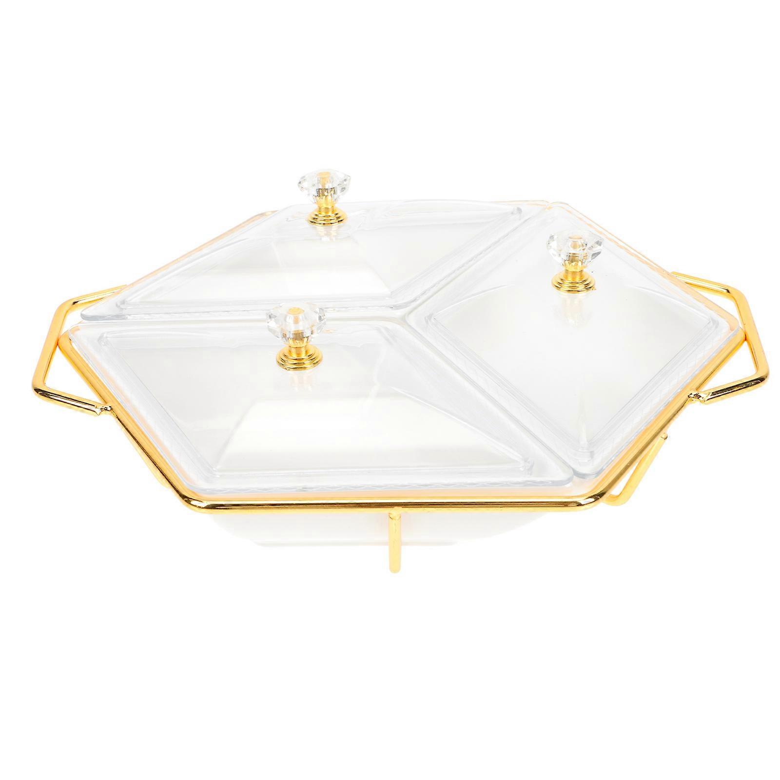 Divided Snack Plate For Kitchen Use 24.5x20.5cm White Simple Design Storage 2 Sets