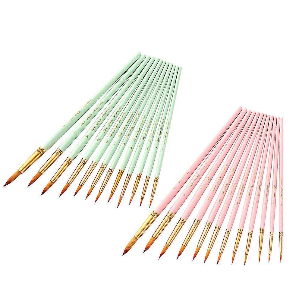 Nylon Brush Set For Artists 12Pcs Professional Miniature Paint Brushes Ideal For Wildlife Art Precise Brushing Light Green