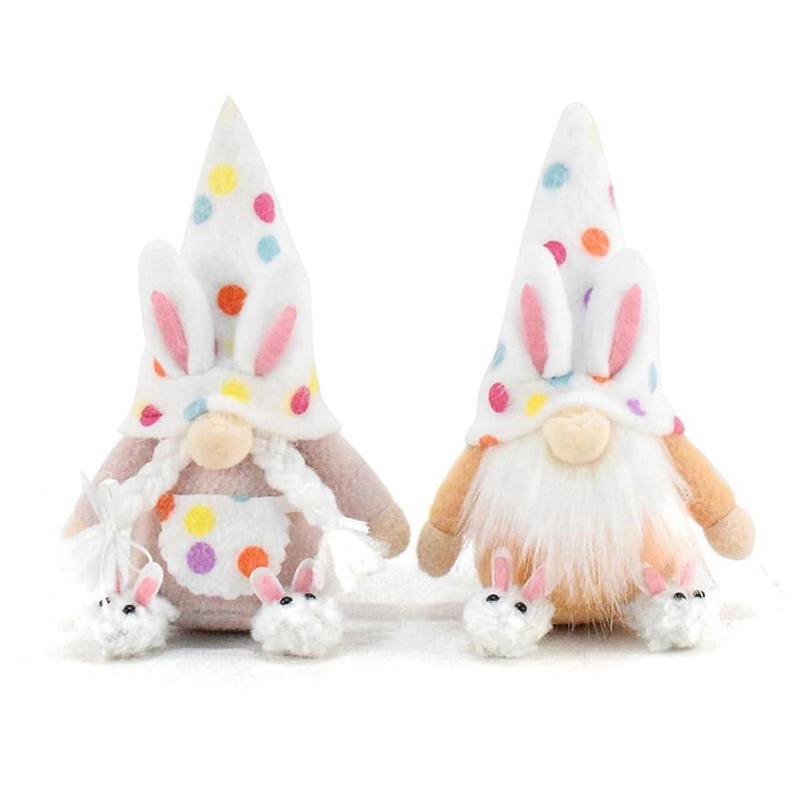 Spring Gnomes Plush Easter Bunny Gnome Farmhouse Rustic Shelf Tiered Tray Coffee Table Decor Holiday Decoration for Home