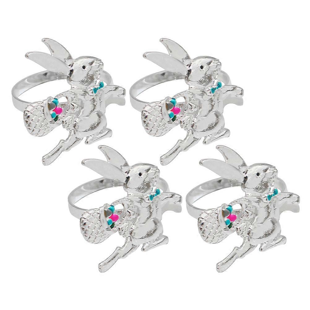 Easter Bunny Napkin Rings Set for Table Addition 16Pcs Alloy Bunny Rings