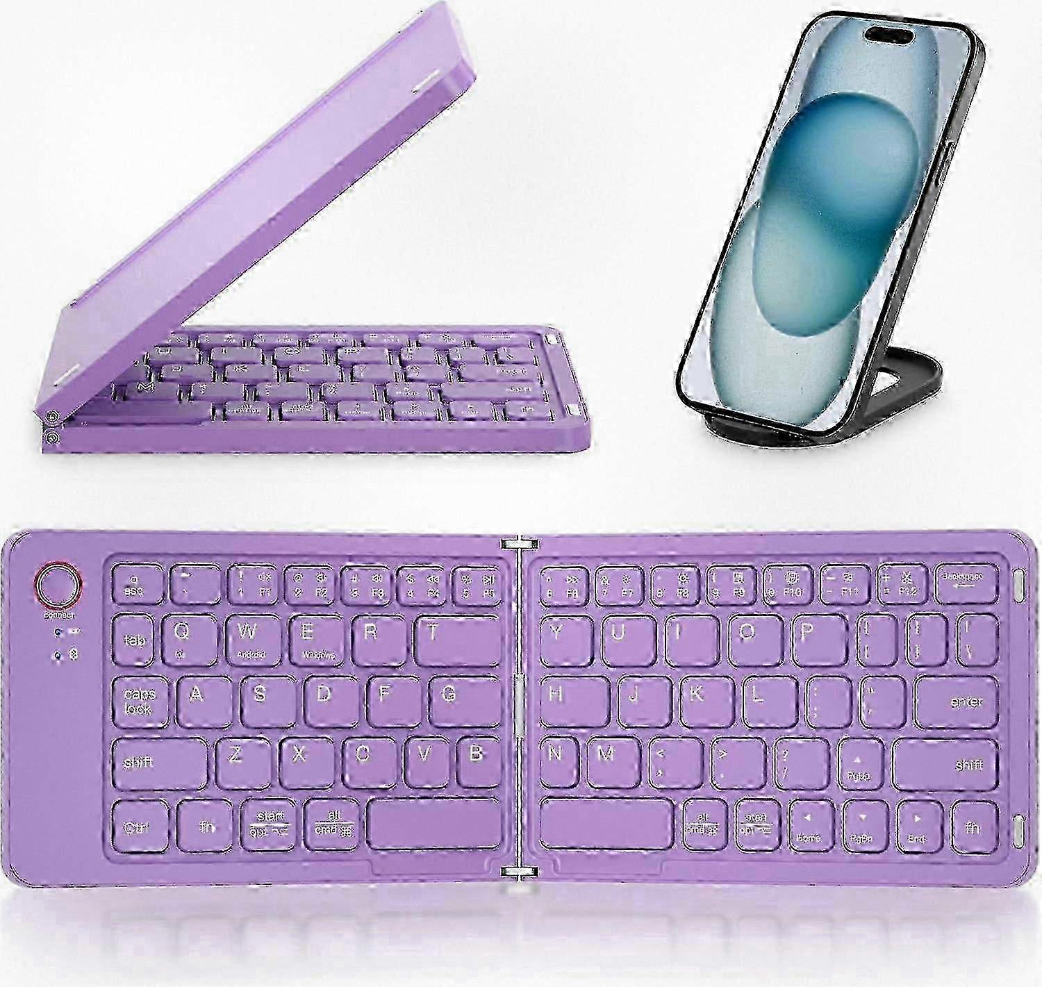 Foldable Bluetooth Keyboard - Portable Wireless Full Size Keyboard (Sync Up to 3 Devices), Ultra-Slim Travel Folding Keyboard Suitable for V