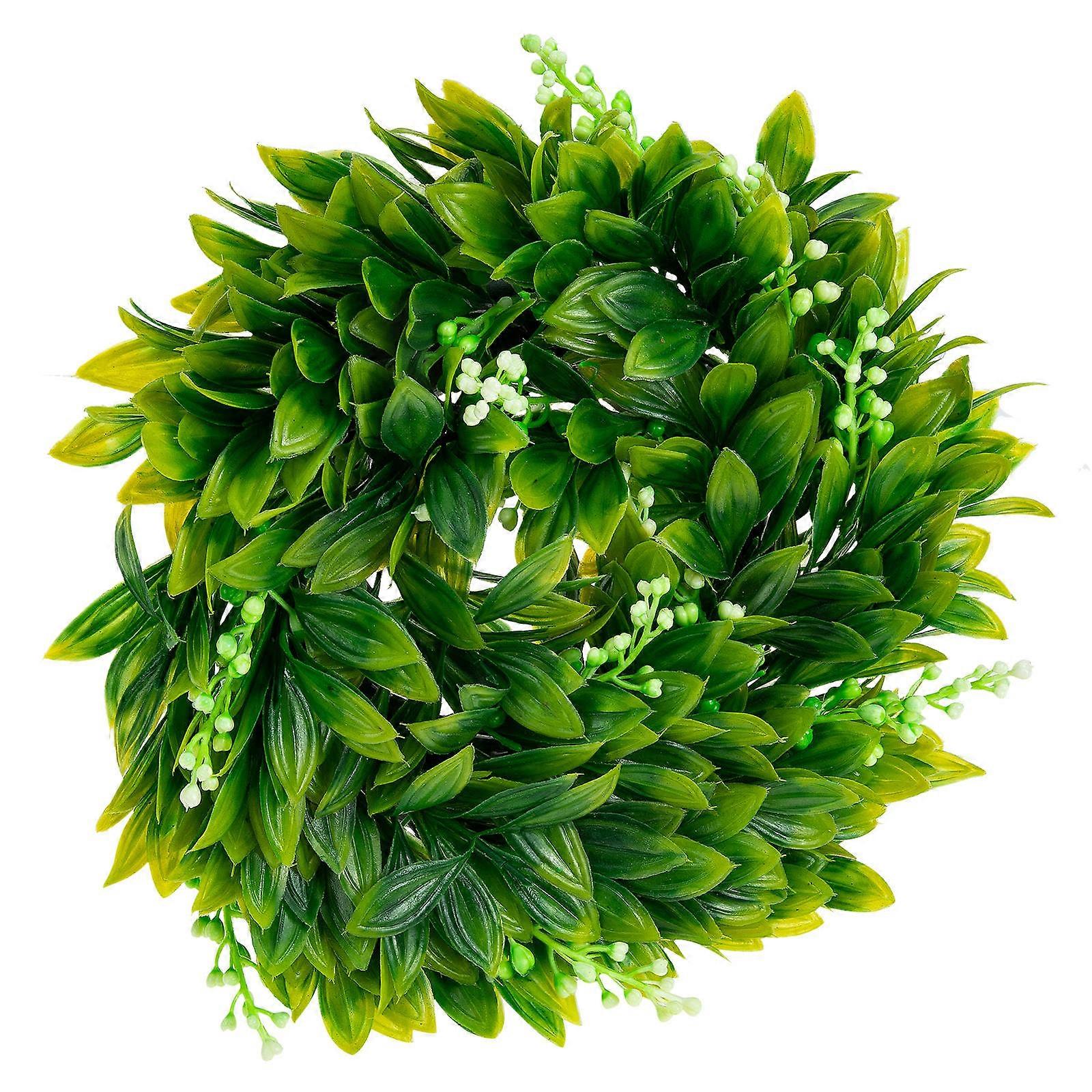 Decorative Round Wreath For Weddings And Spring Celebrations In Green Features Simulation Plant Model 1Set