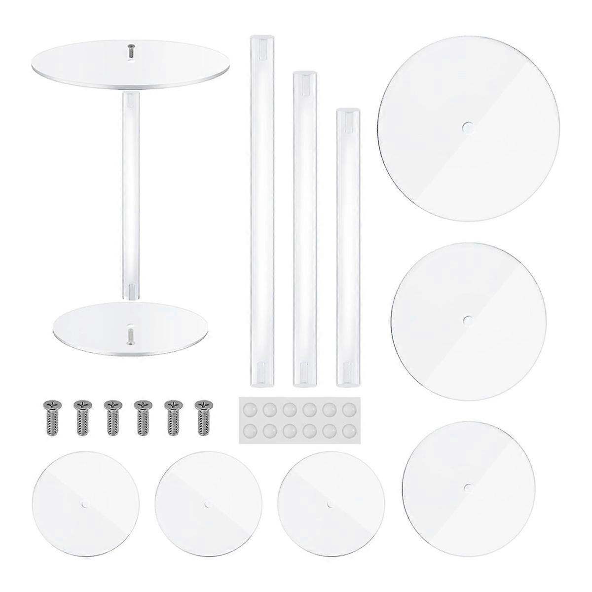 3Pcs Clear Acrylic Cake Stand for Dessert Table Round Cake Stands