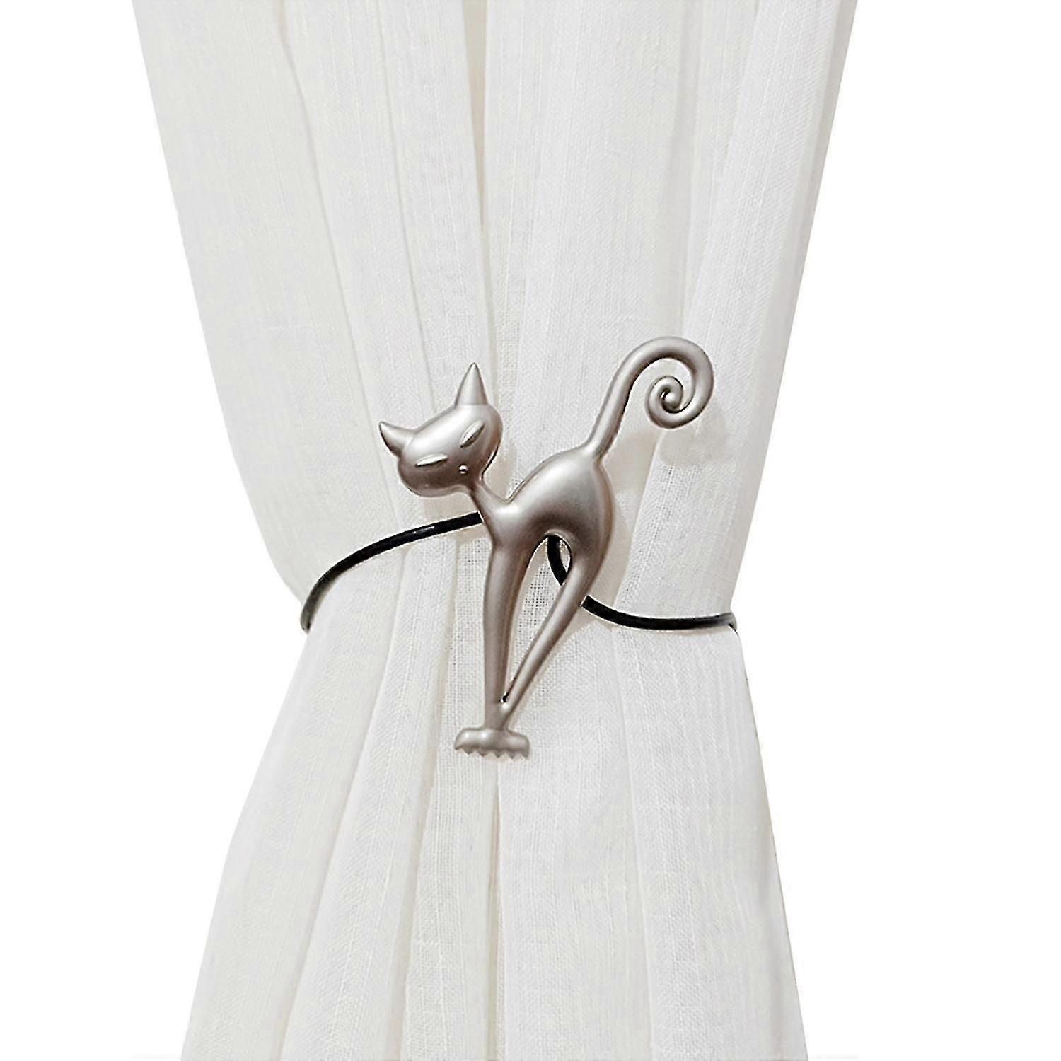 Gardin Slips Tilbage Magnetisk Bred Anvendelse Legering Katteform Mini Draperi Holdback Husholdningsartikler