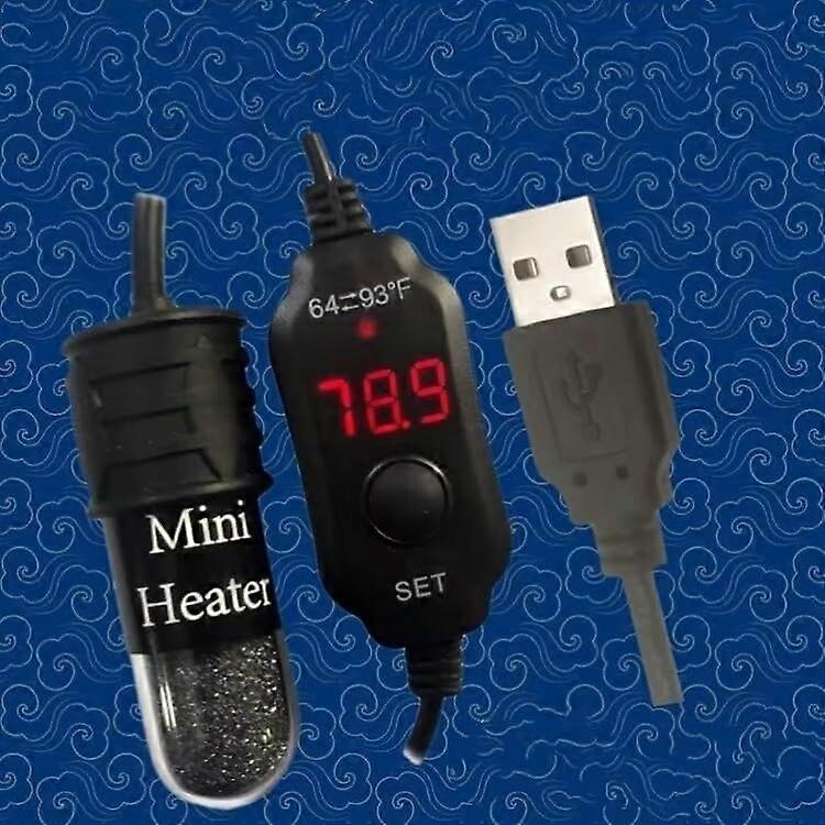 USB Mini Submersible Heater Rod For Aquarium And Turtle Tanks, Adjustable Thermostat, Auto Power Off, 6493F