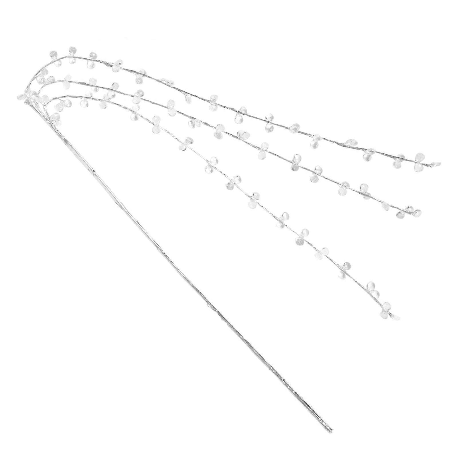 Tabletop Decorative Willow Faux Willow Decoration Beaded Stem 5Pcs Silver Plastic