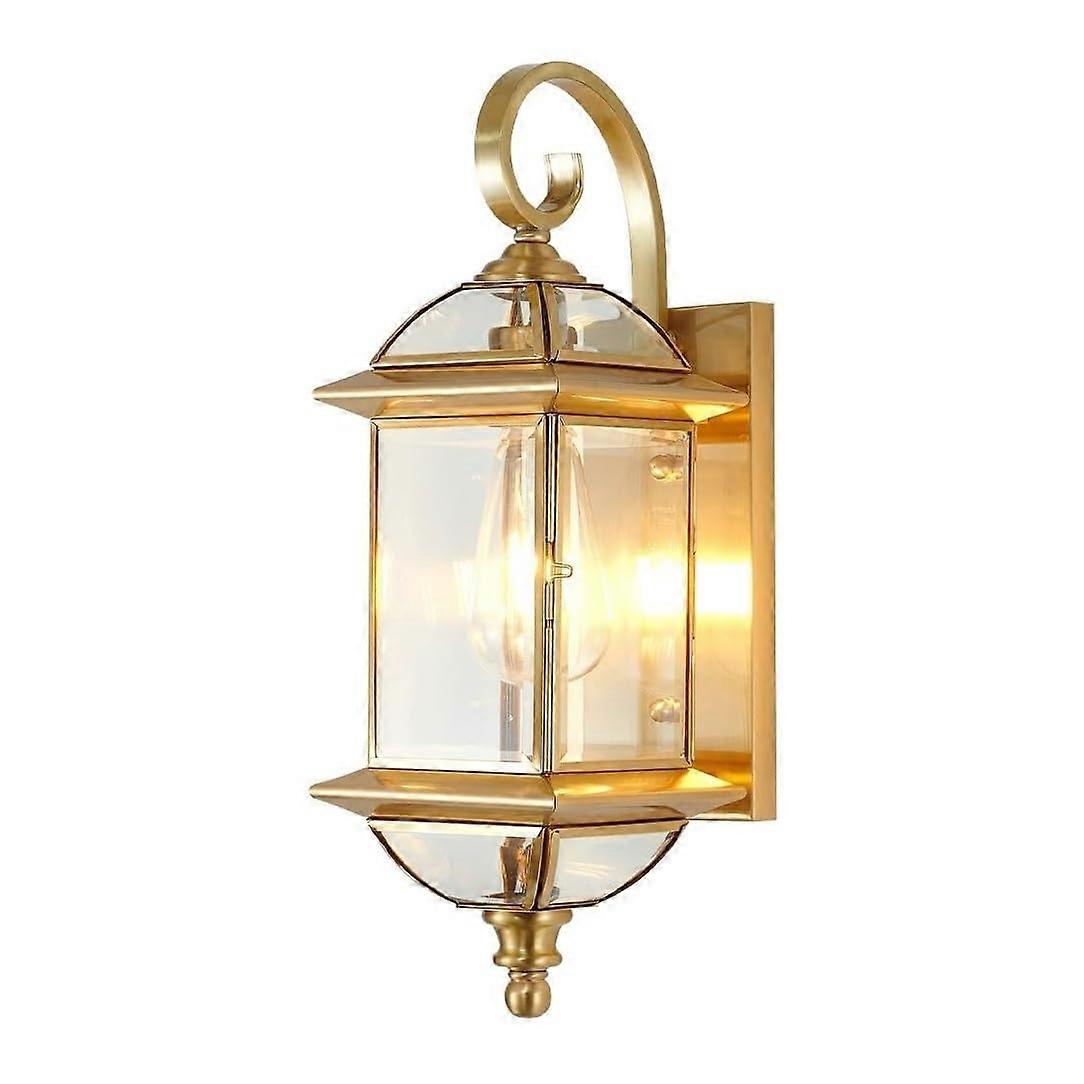 Wall Sconce Brass Outdoor Light 18.5Inch Exterior Waterproof Wall Lamp for Front Door Glass Lantern 1 Pack