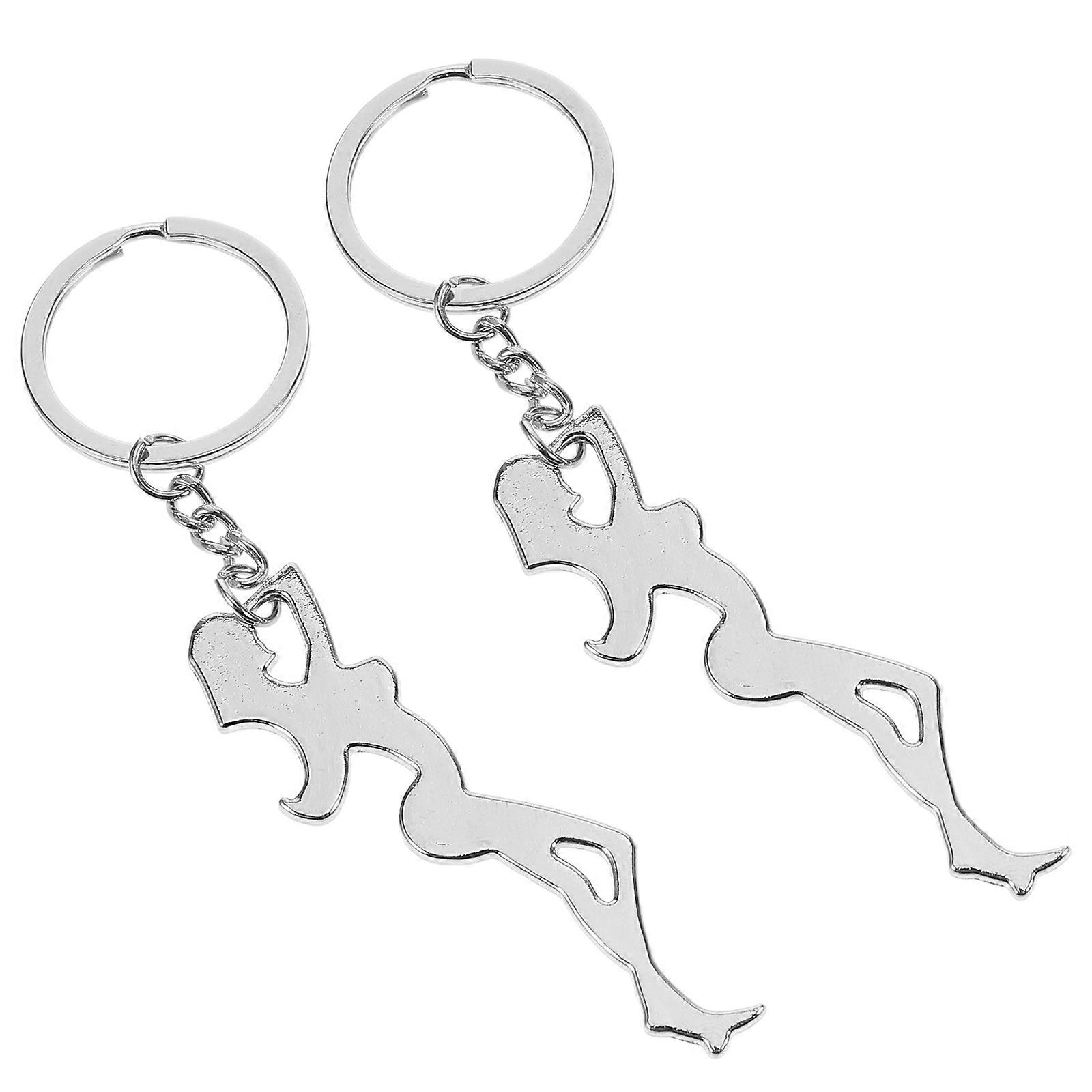 Zinc Alloy Bottle Opener Keychain for Holding Keys 4Pcs Silver