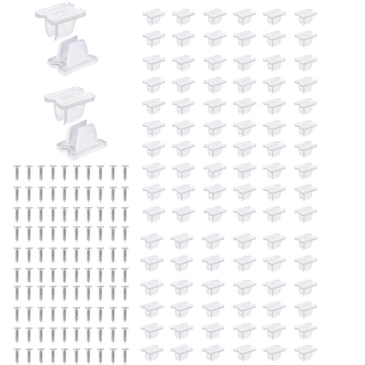 100 szt. klipsów montażowych do taśm LED, klipsów do oświetlenia liniowego, uchwytów montażowych do oświetlenia liniowego neonowego ze śrubami do świateł o szerokości 5-6 mm