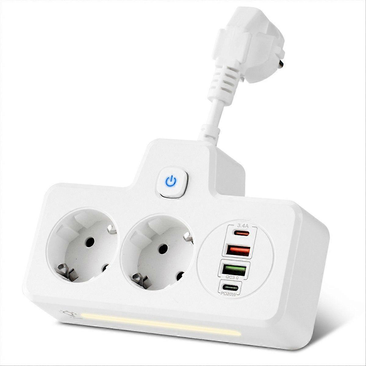 EU Plug Outlet Power Strip Wall Socket Expansion Plug (White)