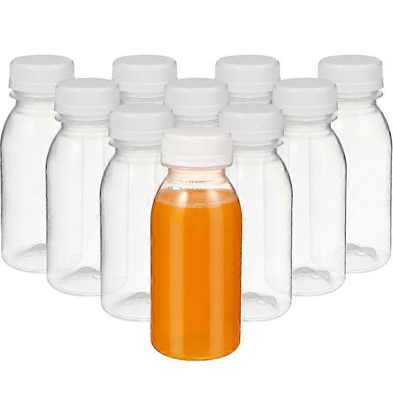10pcs Juice Bottles Milk Bottles Beverage Bottles Transparent Bottles with Lid