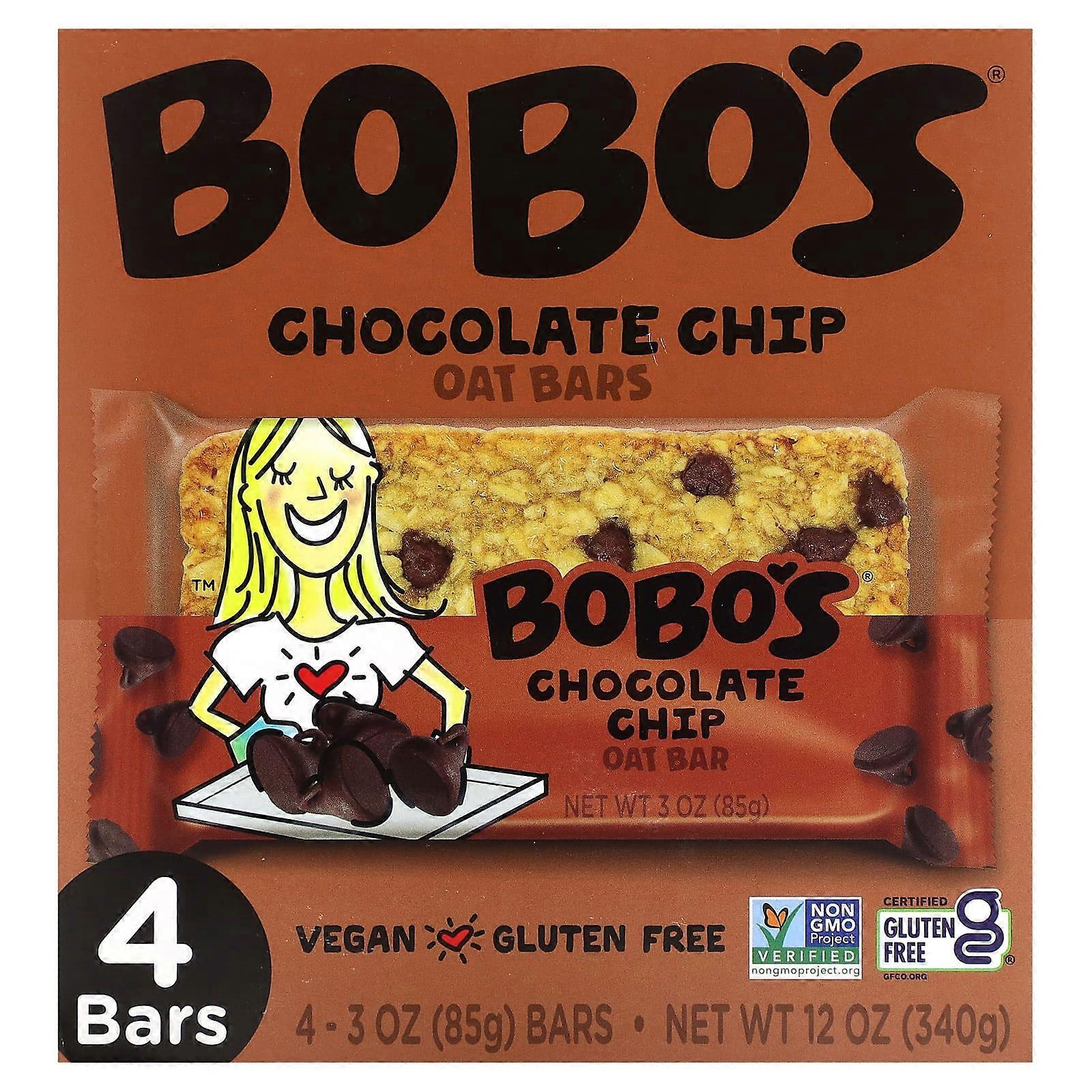 Chocolate Chip Oat Bars, 4 Bars, 3 oz (85 g) Each