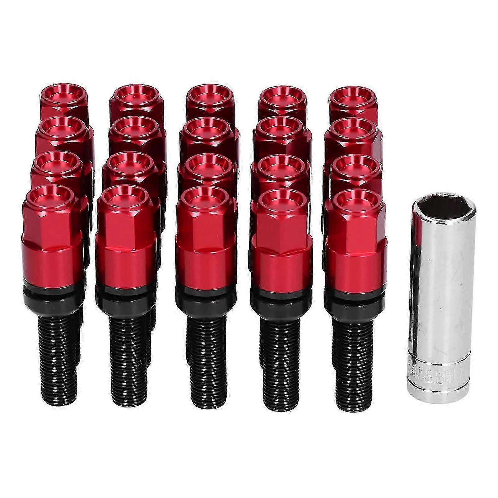 21pcs 42mm Extended Lug Bolt Kit with Sleeve M14x1.5 Ball Seat Universal Auto ModificationBlue