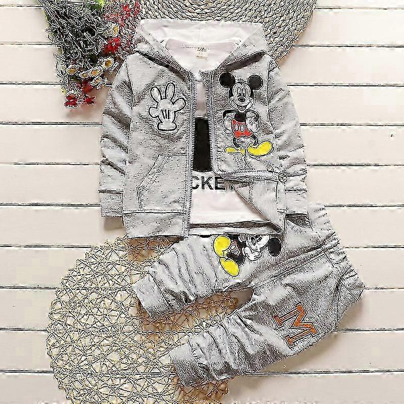 2025 6 Month-4 Years Kid Mickey Mouse Coat + T-shirt + Pant Set