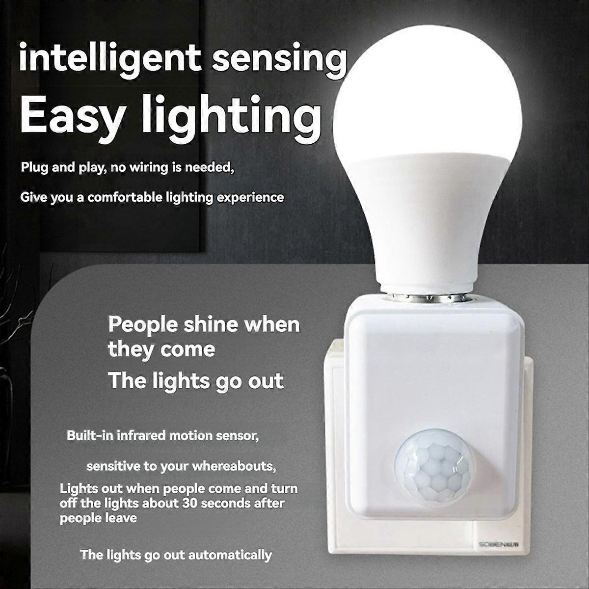 Socket Automatic Human Infrared Sensor Lamp Holder UK Plug