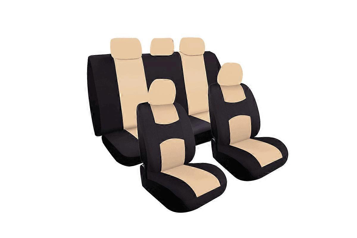 Universal Car Seat Covers Full Set 9 pcs Beige