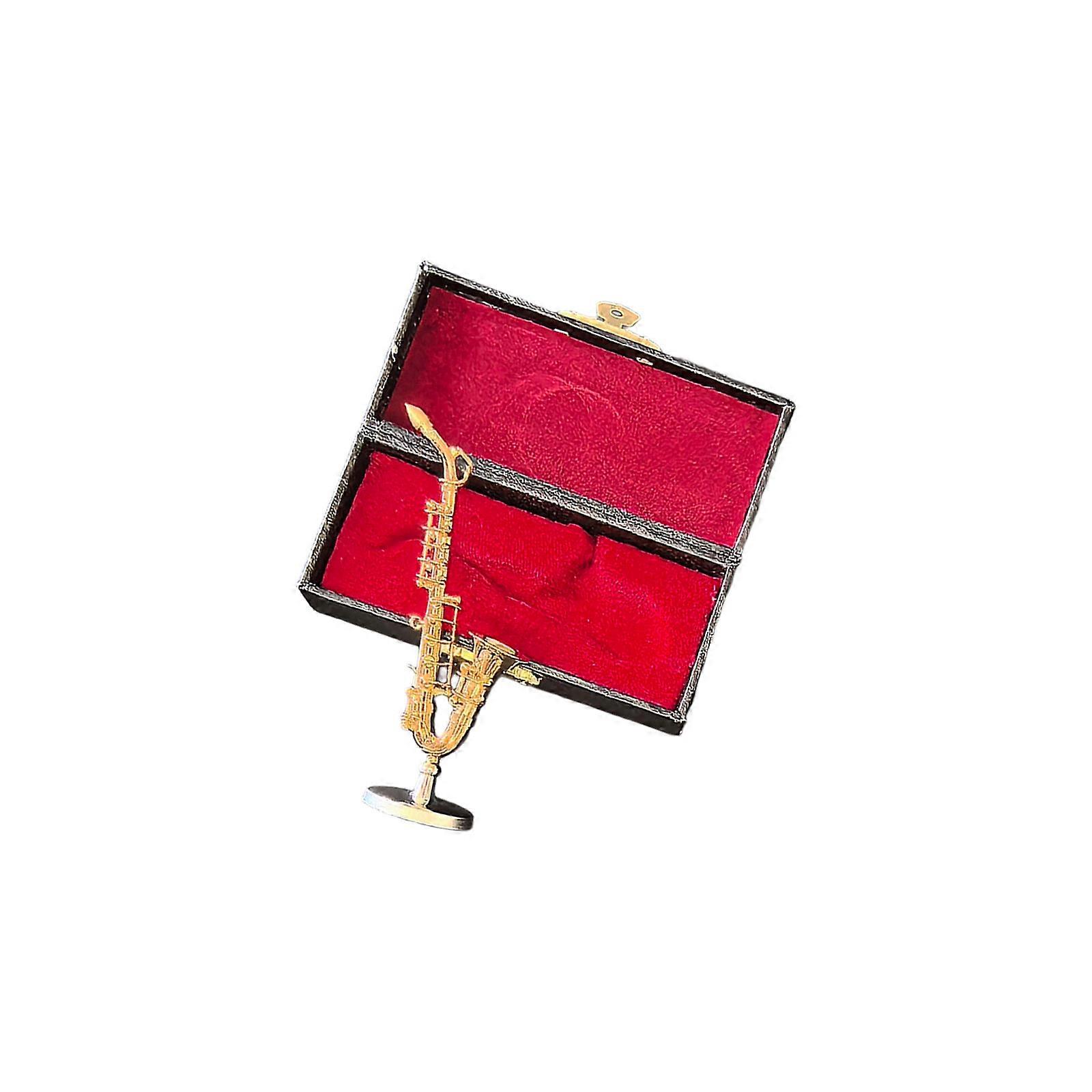 Elegant Small Altos Saxophone Brass Replicas Gold Accents Display Stand Handcrafted Decoration For Music Themed Spaces Multicolor