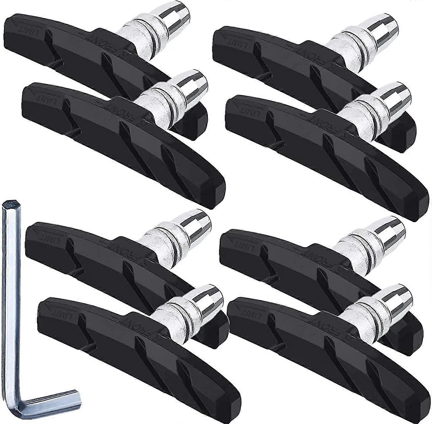 4 Pairs Bike Brake Pads With Hex Nuts And Spacers V Bicycle Brake Blocks Set 70 Mmblack