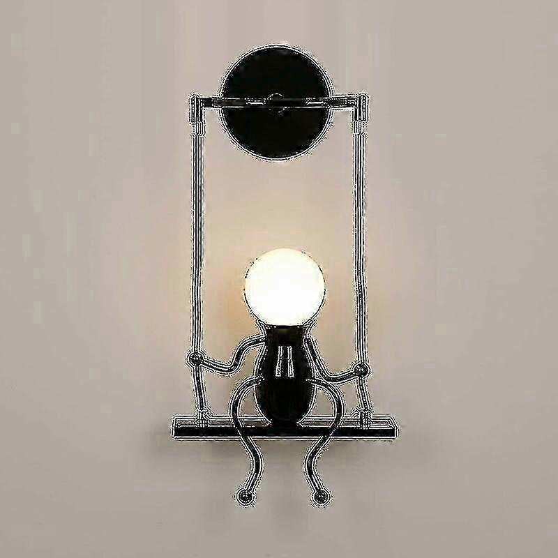 Indoor Wall Light, Creative Humanoid Swing Wall Sconce, E27 Industrial Retro Wall Lamp, Compatible B