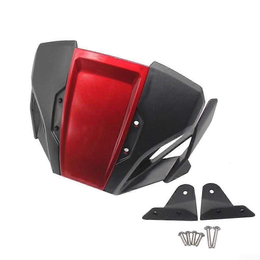 Motorcycle Windshield, Adjustable Front Windscreen Deflector, PC Plastic + CNC Aluminum, Red
