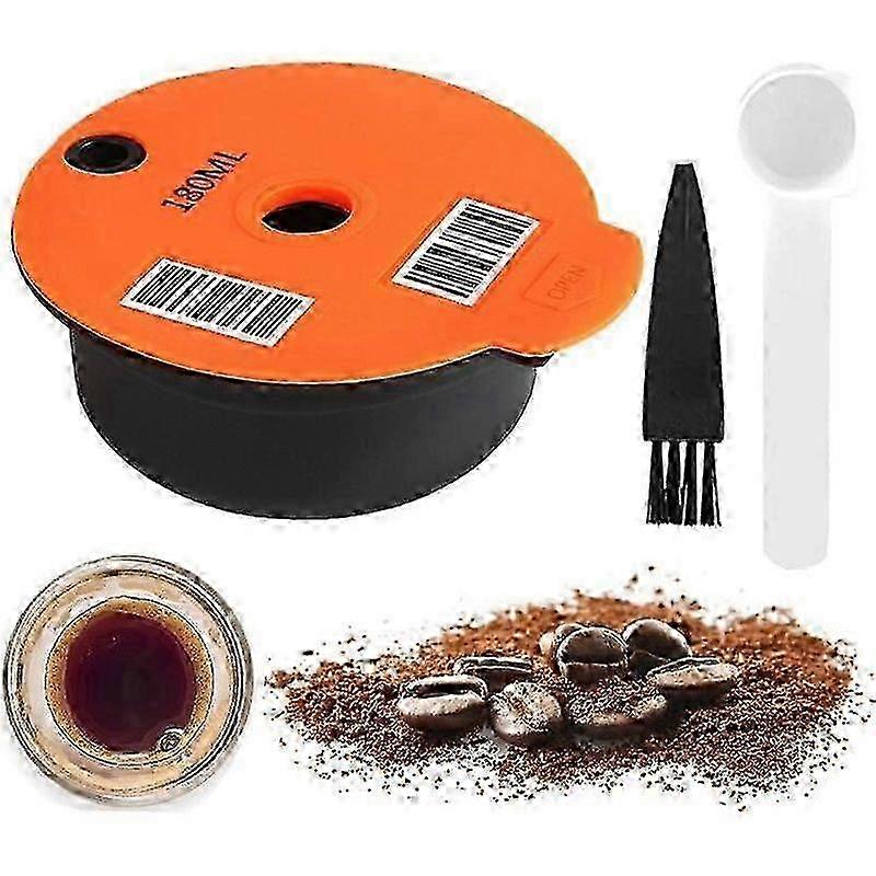 NetBoat Reusable PP Coffee Capsule Container with Silicone Lid for Bosch Tassimo and Spoon - 180ML