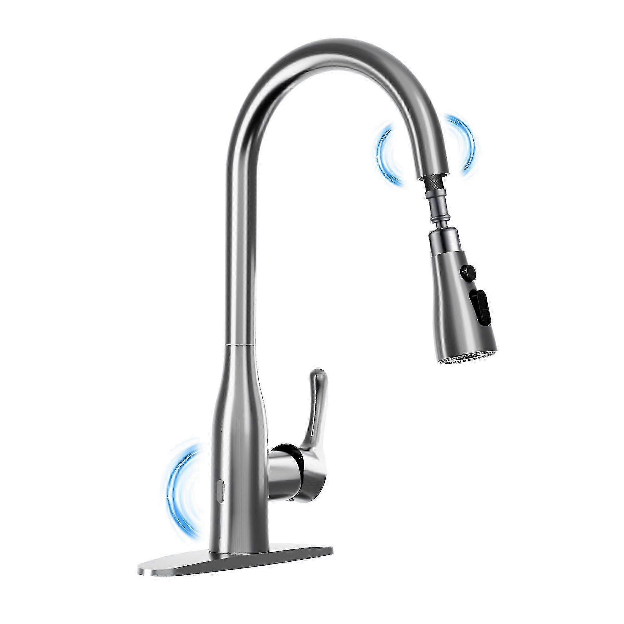 z Touchless Kitchen Faucet with Pull Down Sprayer, Dual Sensor Sink Faucets, Stainless Steel Single Handle Faucet for 1 or 3 Hole