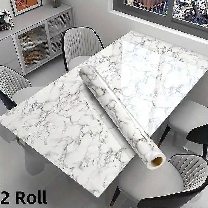 ריפוד מדף בדוגמת שיש, 2 גלילים ריפוד מדף עמיד בחום דביק, עיצוב רהיטים עמיד, מארגן מגירות, קל לניקוי