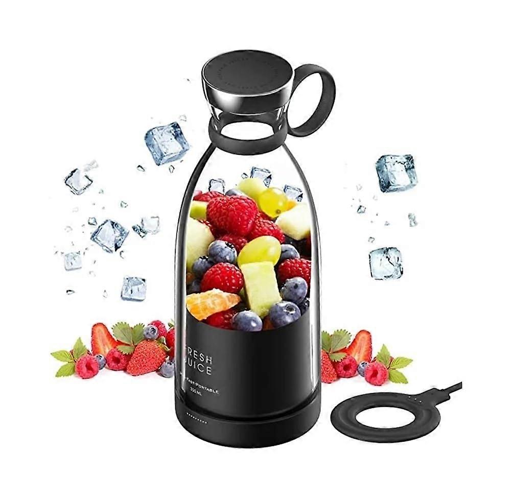 Portable Rechargeable Juicer Blender USB Mini 350ml Wireless Fruit Extractor Black