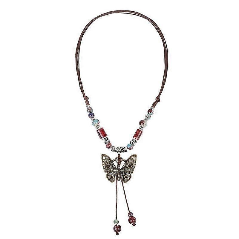 Keramický náhrdelník s motýlem a střapcem