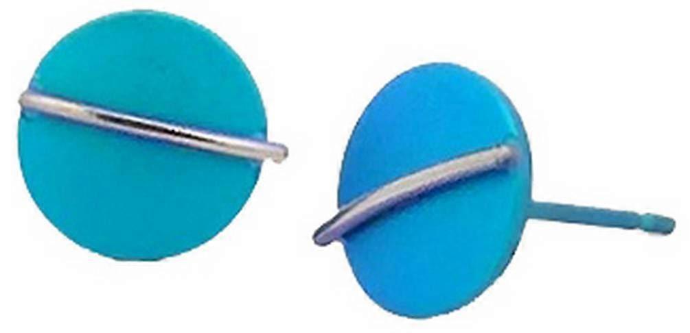 Ti2 Titanium Jungle Round Stud Earrings - Kingfisher Blue