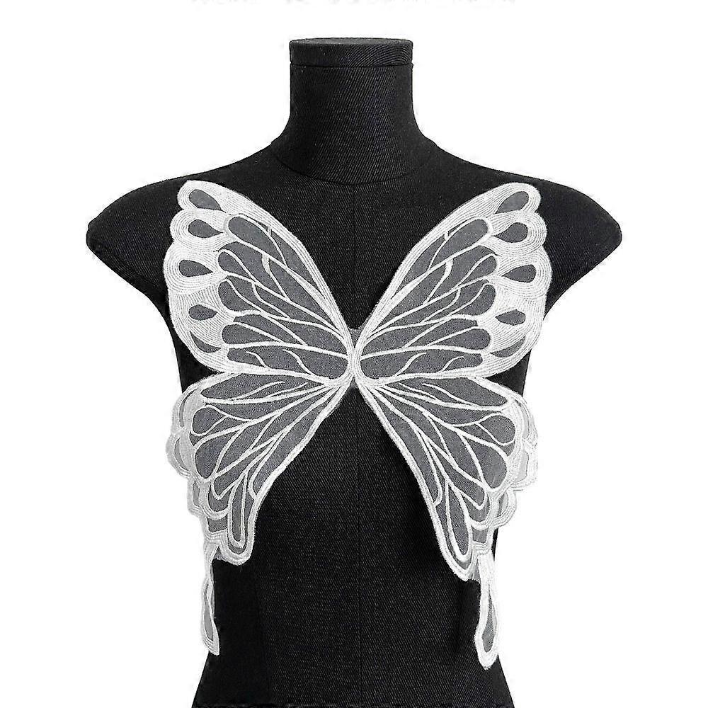Appliques Sew on Patches Lace Butterfly Pattern Lace Collar DIY Butterfly Embroidered Appliques